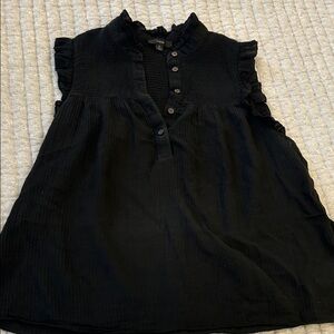 J. Crew Black Boho Textured Button-Up Blouse sleeveless